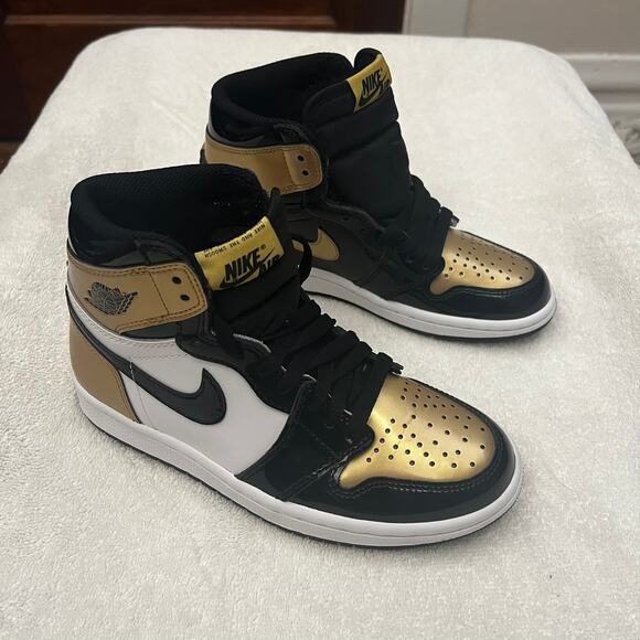 Jordan 1 Retro High NRG Patent Gold Toe Men's sz 4.5 US Nike 861428-007 - Picture 1 of 14